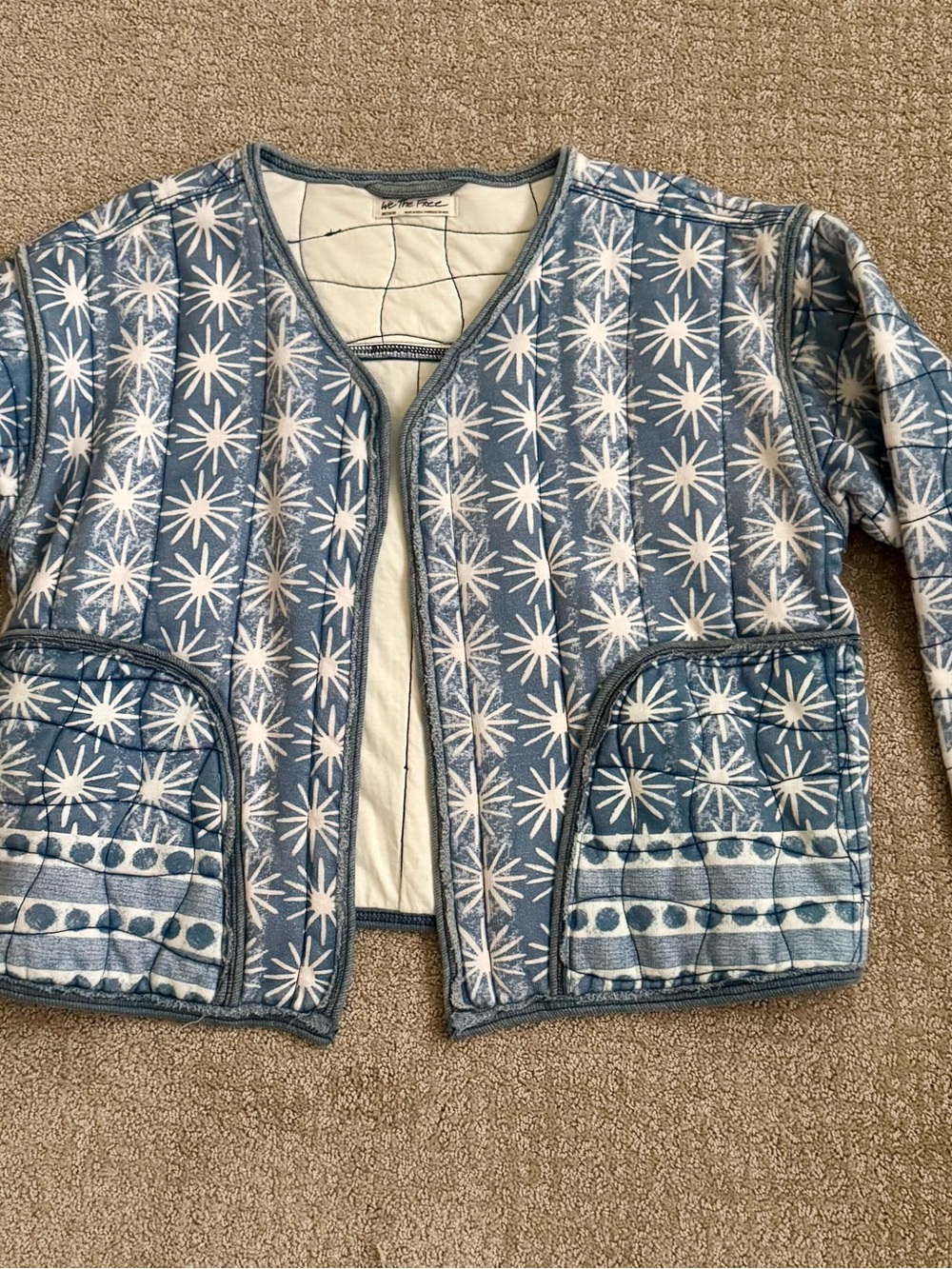 Quilted Star-Print Jacket in Light Blue Kara - Picture 3 of 6